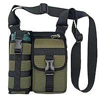 Water Bottle Bag for Man Crossbody Adjustable Strap Zip Water Bottle Pouch Casual Waterproof Non-woven Water Bottle Carrier Bag for Outdoor, Green