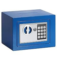 Jssmst Small Safe Box, 0.17CF Mini Safe Kids Safe Box for Home Office, Personal Safe Lock Box with Electronic Keypad, Money Safe Box, 9.06 x 6.69 x 6.69 inch, SM-SF027, Blue
