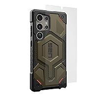 URBAN ARMOR GEAR UAG Designed for Samsung Galaxy S24 Ultra Case Monarch Kevlar Element Green Bundle with UAG Premium Tempered Glass Screen Protector 6.8
