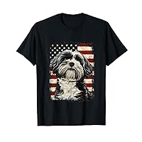 Tibetan Terrier American Flag T-Shirt