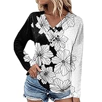 Halloween Shirts for Women,Plus Size Tops for Women 2023 V Neck Tops Trendy Cute Trendy Casual Print Long Sleeve Pullover Top