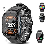 OUKITEL BT20 Military Smart Watch for Men, 1.96 Inch AMOLED Outdoor Sports Smartwatch, 5ATM Waterproof Fitness Watch, 100+ Sports Modes, Heart Rate Blood Oxygen Sleep Monitor for iOS Android