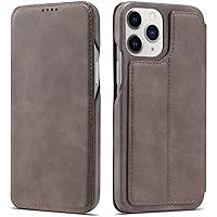 Clamshell Phone Case, for Apple iPhone 13 Pro 6.1 Inch (2021) Leather Shockproof Scratch Resistant Magnetic Folio Stand Cover [Card Slot] (Color : Grey)