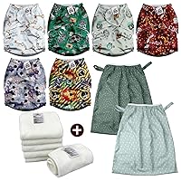 Mama Koala 2.0 Baby Cloth Diapers with 6 Inserts Bundle(Wizarding School), with 2 Pack Reusable and Washable Waterproof Pail Liners