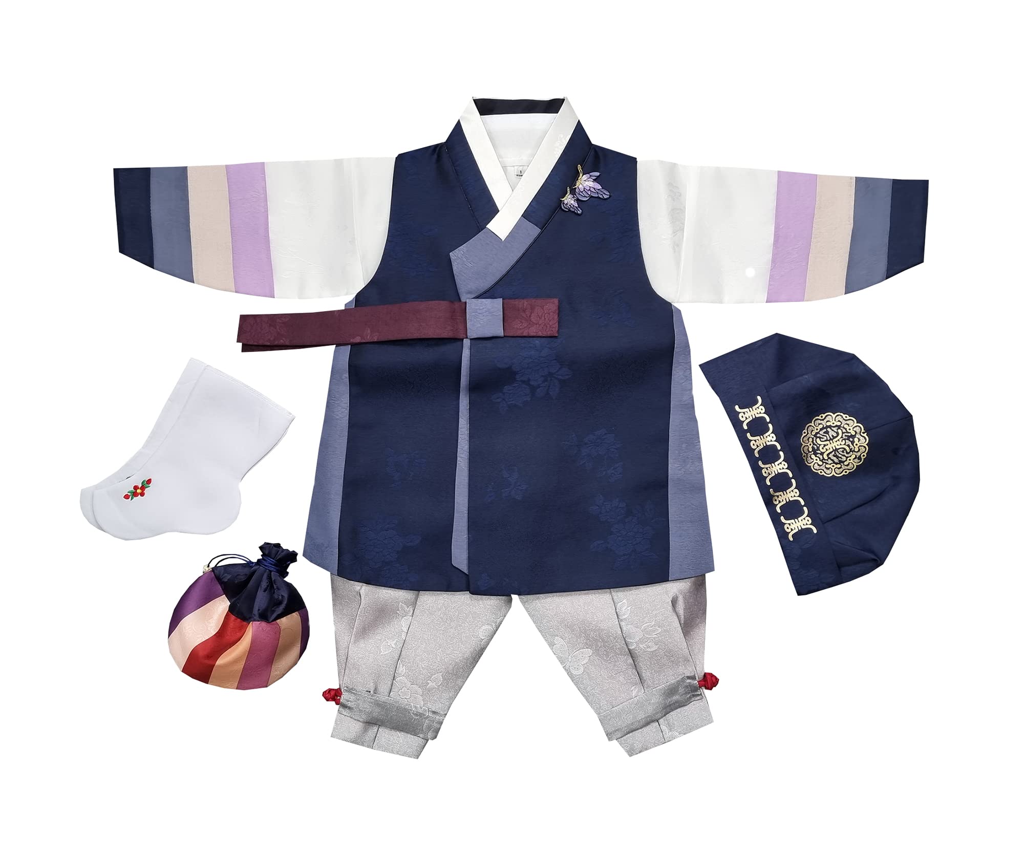 hanbok store Korea Traditional Hanbok Clothing Boy Baby Dol First Birthday Party Celebration 1 Age Navy OSNA02, Medium