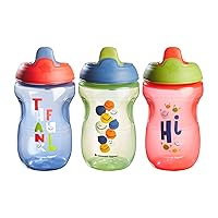 Tommee Tippee Sippee Cup, Water Bottle for Toddlers, Spill-Proof, BPA Free, 10oz, 9+ months, Pack of 3, Red, Blue and Green