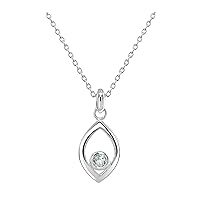 Dew Sterling Silver and Blue Topaz Marquise Necklace - 18