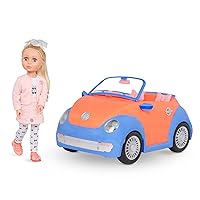Glitter Girls – Fifer 14-inch Doll & GG Convertible -Doll & Vehicle Bundle – Blonde Hair & Green Eyes –Blue & Orange Classic Car – Trunk & Cupcake Holders – 3 Years +