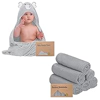 KeaBabies Baby Hooded Towel and Organic Baby Washcloths - Baby Towel, Toddler Towels - Soft Baby Wash Cloths for Newborn, Kids