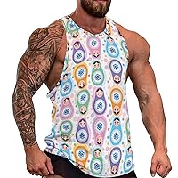 Cute Russian Dolls Men's Workout Tank Top Casual Sleeveless T-Shirt Tees Soft Gym Vest for Indoor Outdoor