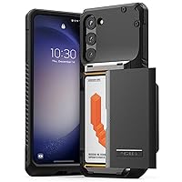 VRS DESIGN Phone Case for Galaxy S23 Plus Case (2023) with Card Holder, [Damda Glide Pro] Sturdy Semi Auto Wallet Case [4 Cards] Compatible with Galaxy S23 Plus Groove Black