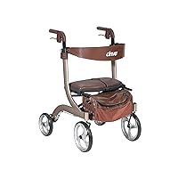 Drive Medical RTL10266CH-HS Nitro DLX Foldable Rollator Walker with Seat, Champagne (Brown)
