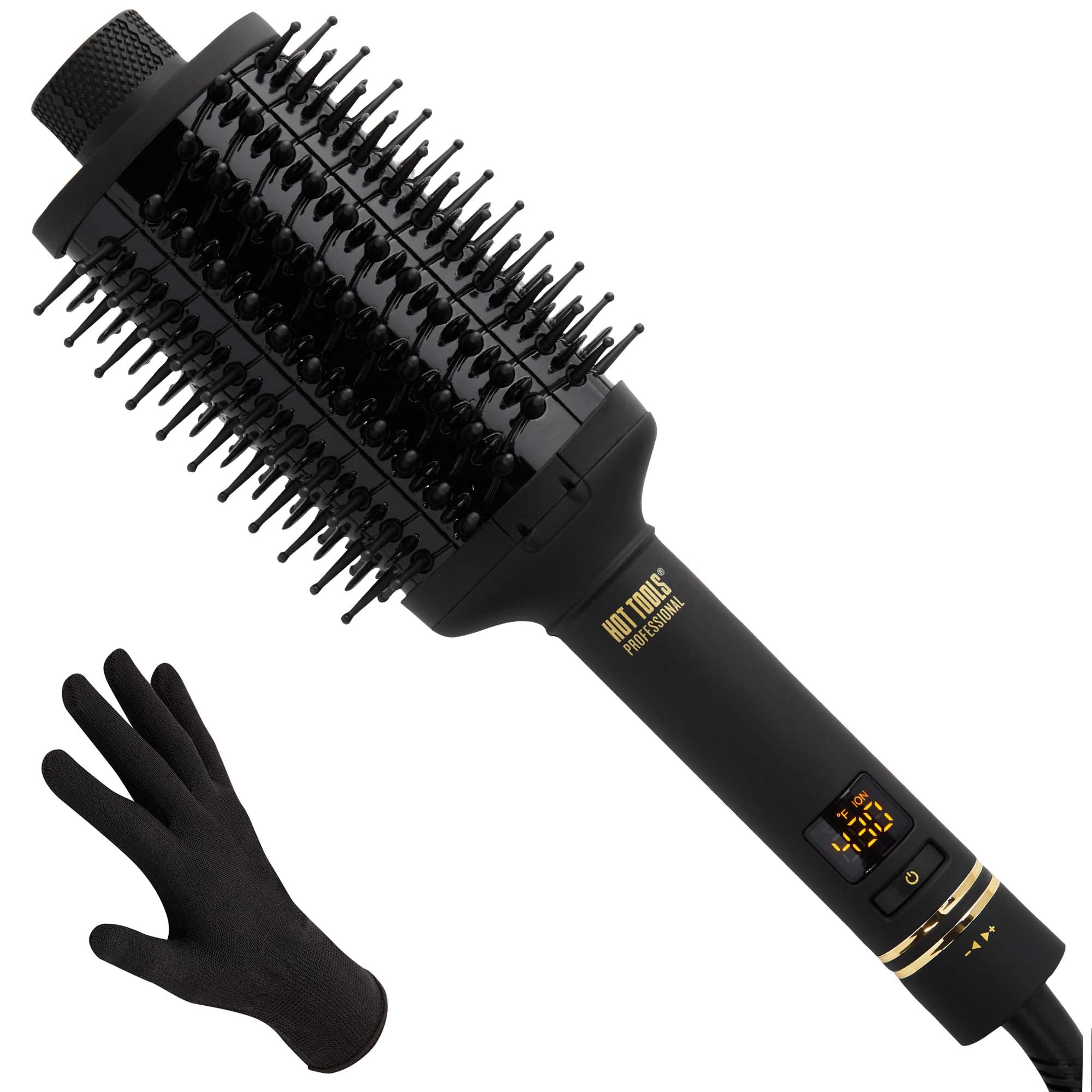 HOT TOOLS Pro Artist Heated Hair Styling Oval Brush, Black/Gold