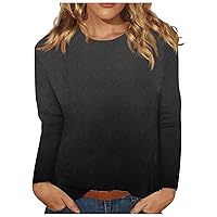 Sexy Shirts for Women Fashion Flower Print Round Neck Long Sleeve Fall Tops Tees Casual Winter Trendy Clothes