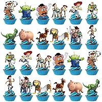 48Pcs Cupcake Toppers for Toy Story,Toy Anime Story Birthday Party Supplies,Toy Party Cake Decorations