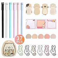 Cute Cat Ink Pen&6 Color Cat Paper Clips and Silhouette Cat Sticky Notes,Page Flags Index Tabs,Funny Cat Stickers,Special Notepads Set Home Office School Stationary Cat Lover Gifts