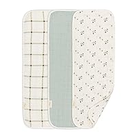 Crane Baby 100% Organic Cotton 3-pc. Burp Cloth Set - GOTS Certified Cotton, Absorbent & Lightweight with Neutral Designs, Machine Washable, Ideal