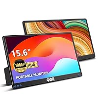 QQH Portable Monitor for Laptop, 15.6 Inch 1080P FHD HDMI USB C Portable Monitor with Light Button & Kickstand, IPS Plug & Play Travel Monitor Compatible with Laptop PC Phone PS5/4, Xbox, Switch