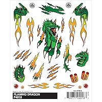 Woodland Scenics Pine Car Derby Dry Transfer Decal, Flaming Dragon, 4 by 5-Inch, Green