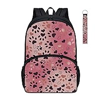 Paw Print Backpack Girls Kids Bookbag for Elementary Middle School Cute School Bag for Kids Casual School Supplies Bag Pink