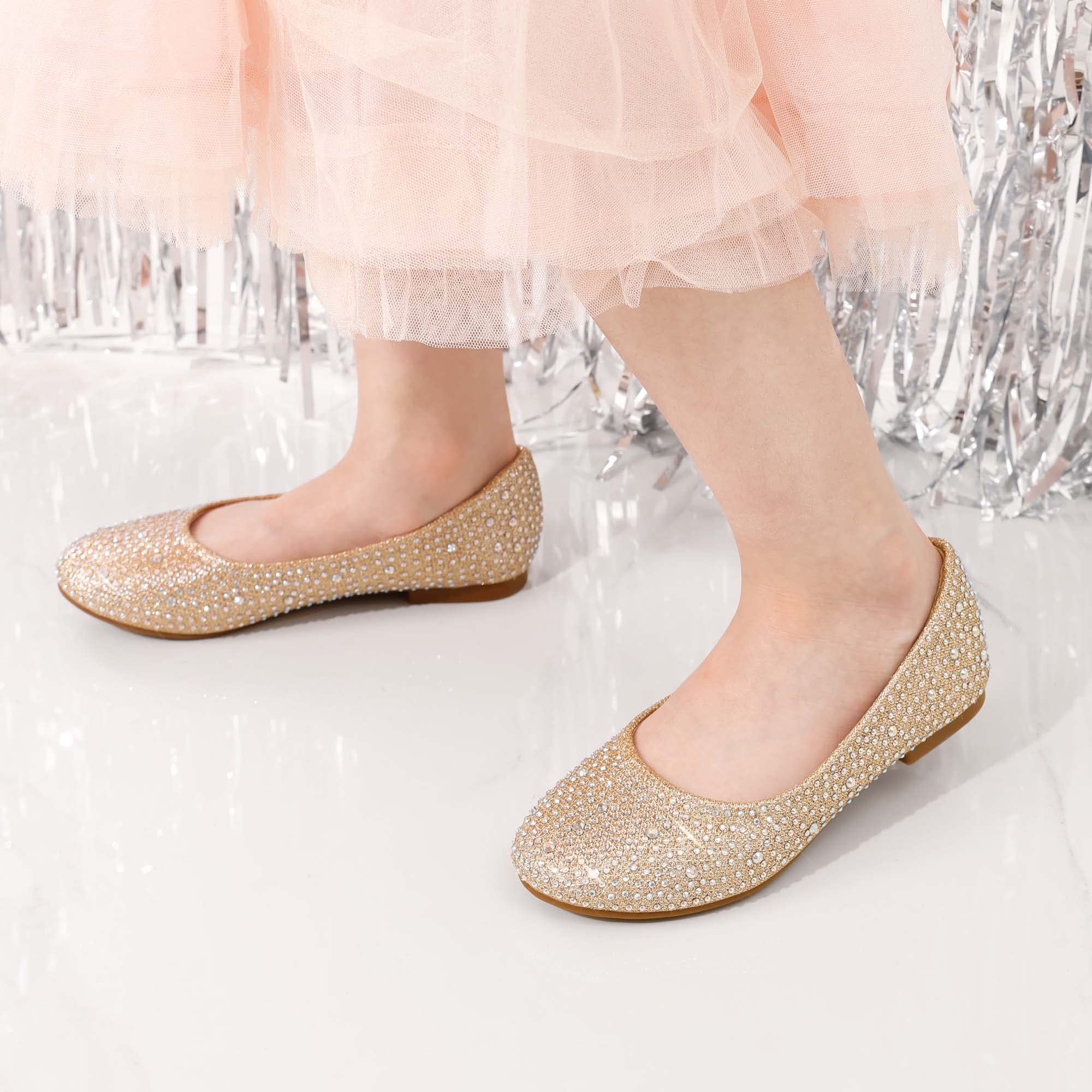 DREAM PAIRS Girls Dress Shoes Slip on Ballerina Flats（Toddler/Little Kid/Big Kid）