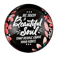 Creative Brands Paper Weights for Office-Glass Domed Motivational Paperweight by The Heartfelt Collection, 3-Inch Diameter, Beautiful Soul