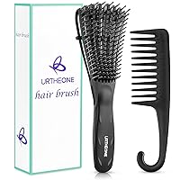 Detangling Hair Brush, Detangling brush for Adults and Kids, Comb Set for Kinky Curly Coily and Wavy Hair, For Wet and Dry Hair, Afro American Type 3a-4c, Comfortable Grip, Easy to Clean(Black)