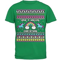 Retro 90s Rainbow Unicorn Magical Ugly Christmas Sweater Mens T Shirt Irish Green 3X-LG