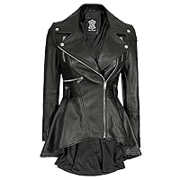 Decrum Leather Jackets For Women - Casual Peplum Assymetrical Biker Style Jacket Womens