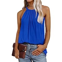 Women's Vest Pleated Solid Color Loose Sleeveless Top Summer Vest Basic Casual Summer Beach Shirts