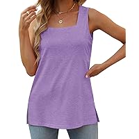 XIEERDUO Summer Tank Tops for Women Square Neck Loose Fit Casual Fashion Flowy Sleeveless