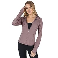 Yogalicious Lightweight Full-Zip Hooded Workout Jacket With Thumbholes
