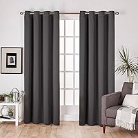 Exclusive Home Sateen Twill Woven Room Darkening Blackout Grommet Top Curtain Panel Pair, 52