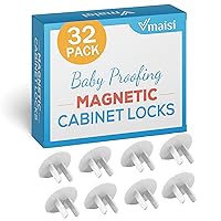 32 Locks Magnetic Cabinet Locks - 4 Magnet Keys Bundle with 38 Pack Outlet Covers - 70 Pack Child Safety Kit