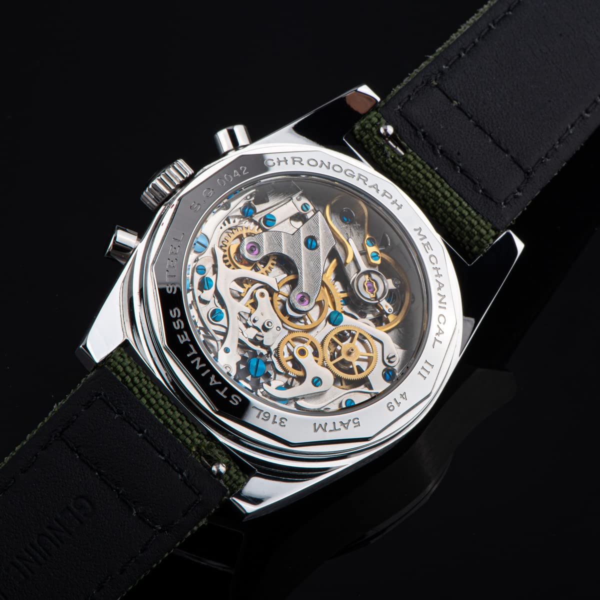 Sugess 37mm Hand Winding Men Pilot Watches Seagull ST1902 Chronograph Swanneck Mechanical Wristwatches