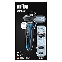Braun Series 6 6040cs Electric Shaver with Charging Stand, Precision Trimmer, Wet & Dry, Rechargeable, Cordless Foil Shaver, Blue