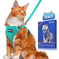 Cat Harness and Leash Set [ MAX Safety Third Generation ] Escape Proof Soft Adjustable Cat Leash Breathable Comfortable Vest Easy to Wear Kitten Harness for Outdoor Walking