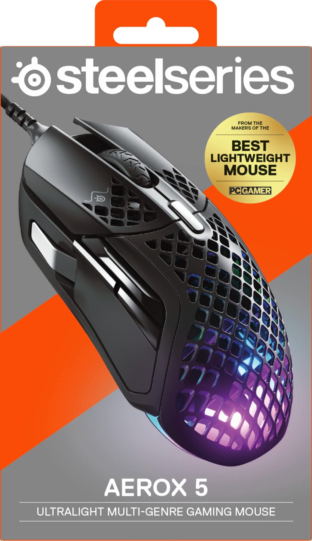 SteelSeries Aerox 5 - Lightweight Gaming Mouse - 18000 CPI -- TrueMove Air Optical Sensor - Ultra-lightweight Water Resistant Design - Universal USB-C Connectivity