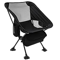 Ultralight Compact Camping Folding Beach Chair with Anti-Sinking Large Feet and Back Support Webbing, Portable Backpacking Camp Chairs w/Storage Bag for Travel and Outdoor