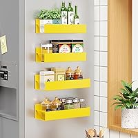 4 Pack Moveable Fridge Magnetic Spice Racks,Metal Yellow