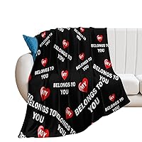 My Heart Belongs to You Cozy Throw Blanket for Couch 280 GSM Flannel Fuzzy Blanket Soft Lap Blankets