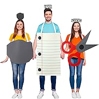 6 Pieces Adult Rock Paper Scissors Costume Set for Men Women Halloween Outfits Fun Group Costume with Stone Scissor Paper Headband for Halloween Party Outfit Office Home Supplies