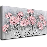 SOUGUAN Flower Wall Decor/Living Room Decorations/Pink Modern Artwork/Hand Painted Botanical Paintings for Bedroom Kitchen Home Office 20