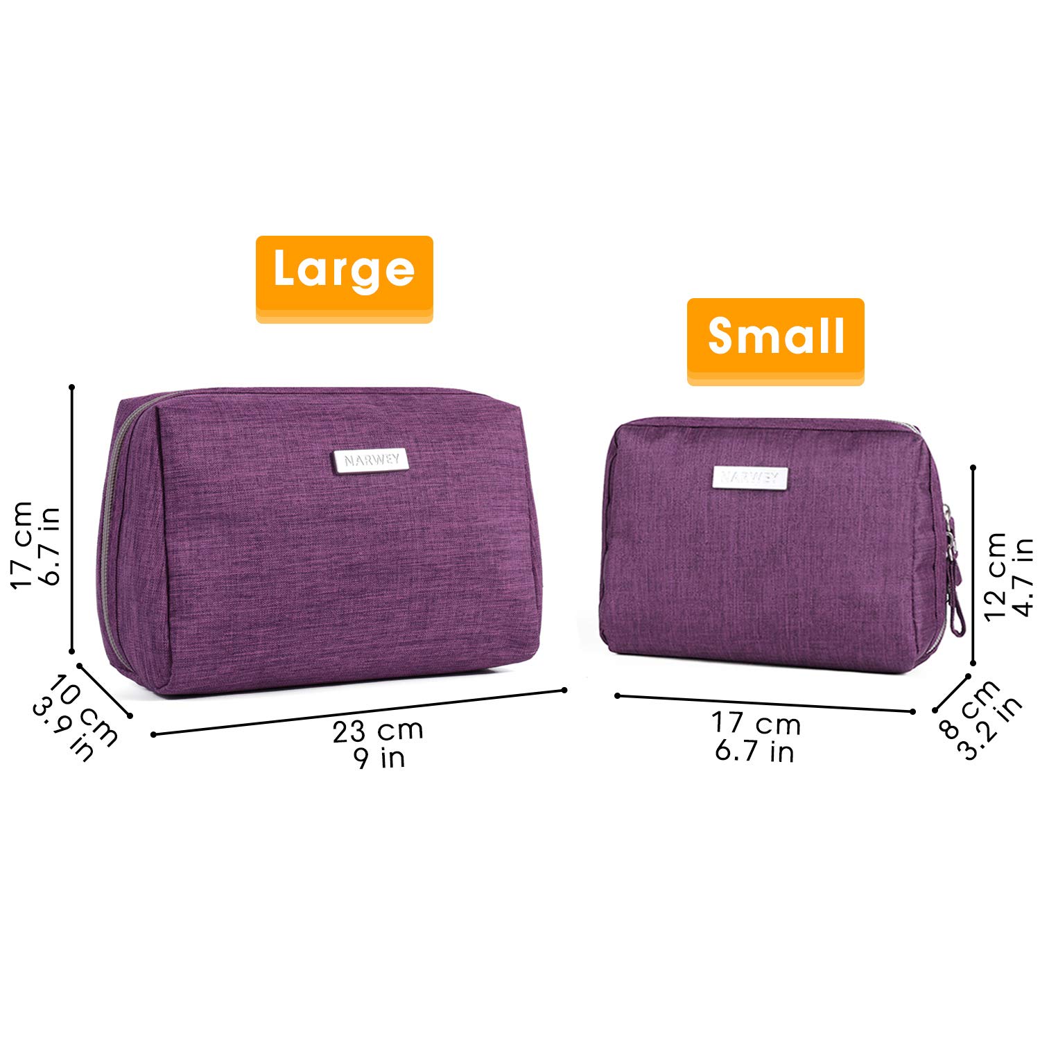 Large Makeup Bag Zipper Pouch Travel Cosmetic Organizer for Women (Large, Purple)