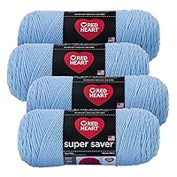 Red Heart Super Saver Yarn (4-Pack of 7oz Skeins) (Light Blue)