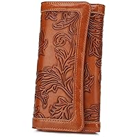 MEITRUE Women's Wallet Leather RFID Blocking Trifold Ladies Purse Embossed long Clutch Card Holder Phone Checkbook Organizer