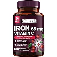 Iron Supplement for Women and Men, High Potency Iron with Vitamin C, Blood | Energy | Muscle & Immune System Support, Better Absorption, Gentle on The Stomach, Vegan, 60 CT