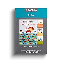 DaySpring - Baby is Here! King James Version - 4 Design Assortment with Scriptures - 12 Boxed Baby Shower Cards & Envelopes (J7441)