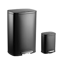happimess HPM1006B Connor Rectangular 13-Gallon Garbage Can with Soft-Close Lid and Free Mini Garbage Can, Black