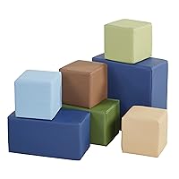 ECR4Kids SoftZone Big Foam Building Blocks, Soft Playset, Earthtone, 7-Piece